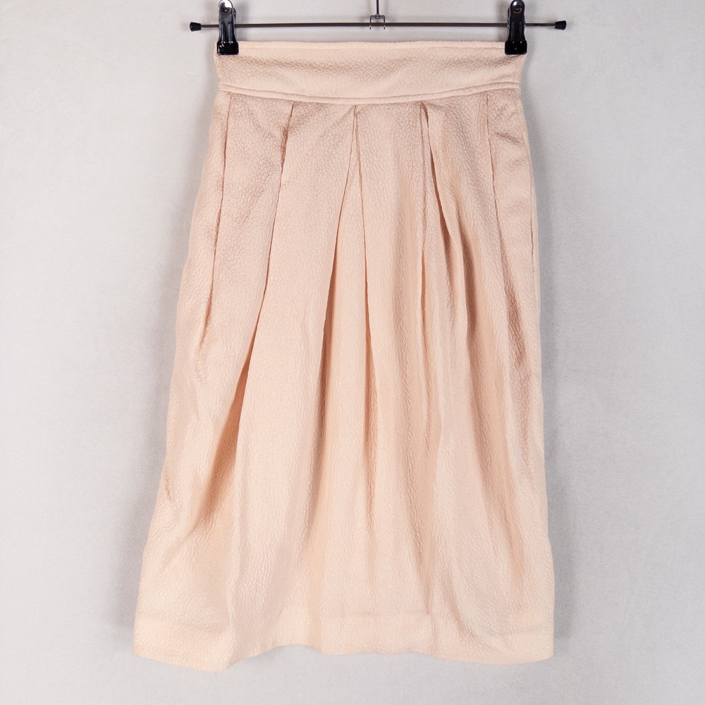 Richard Warren II Pencil Skirt Womens 6 Pink Silk Pleated Crinkle Texture Vtg